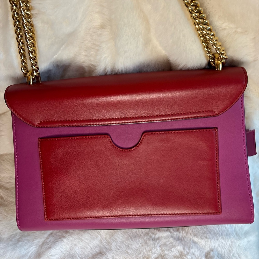 Large Gucci Pink & Red Leather Purse with Gold Lock/Key/Chain & COA - Picture 3 of 16